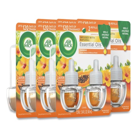 Air Wick Scented Oil Twin Refill, Hawai'i Exotic Papaya/Hibiscus Flower, 0.67 oz, PK6 62338-85175